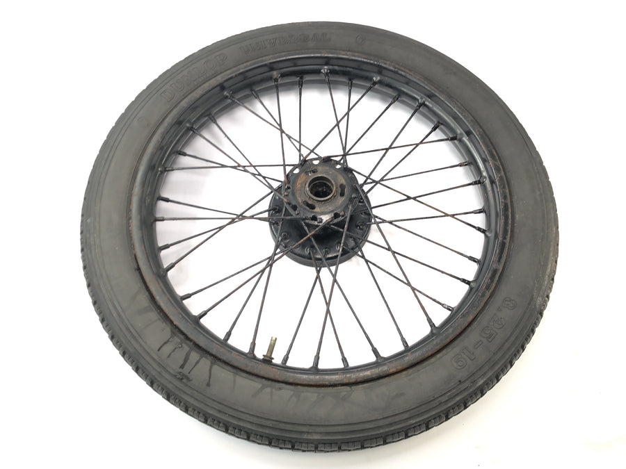 DKW NZ 250 [1938] - Front wheel with spokes and hub.