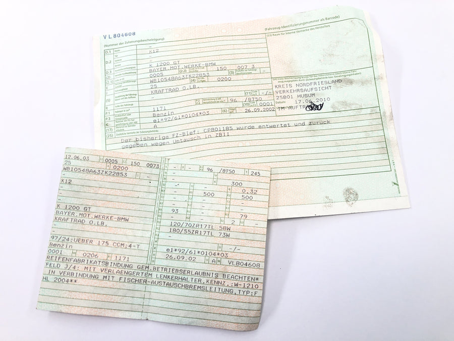 BMW K 1200 GT K12 [2003] - Frame with papers Rear frame with registration papers