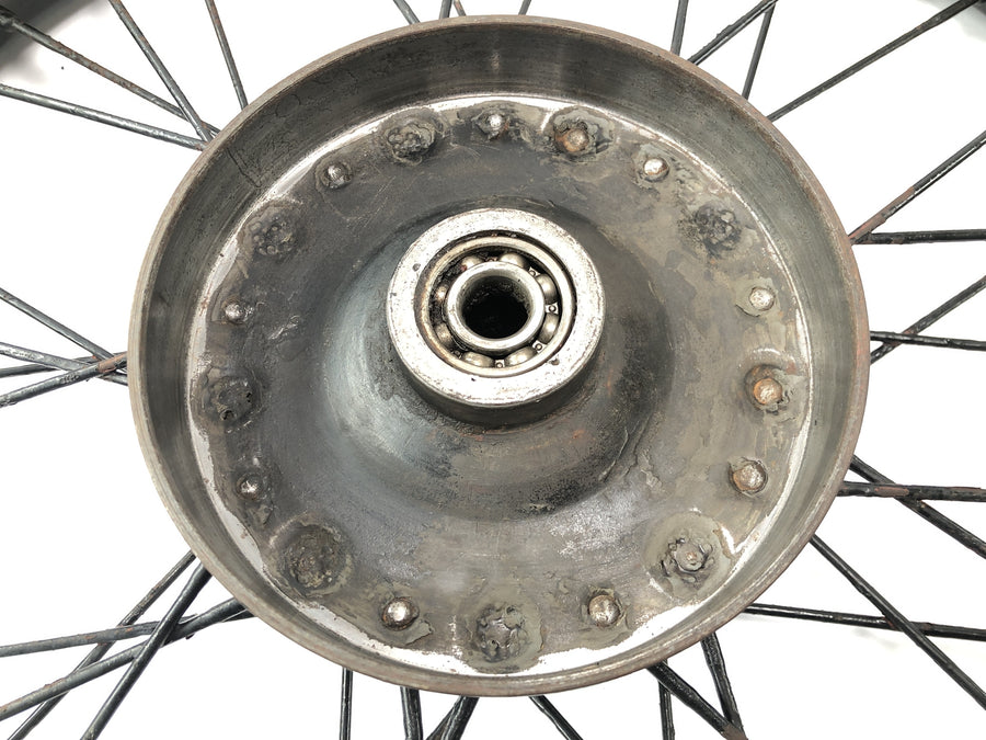 DKW NZ 250 [1938] - Front wheel with spokes and hub.