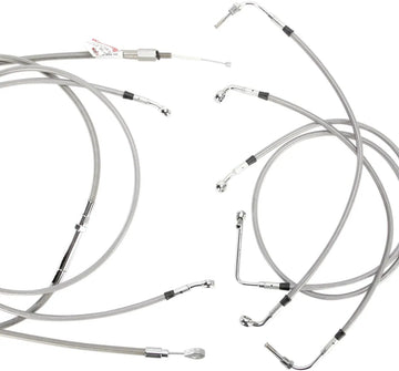 harley davidson flhtc [BURLY BRAND] - Complete stainless steel handlebar cable/brake line kit