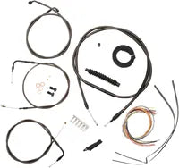 Harley Davidson Flst [LA CHOPPERS] – Komplettes Midnight geflochtenes Lenkerzug-/Bremsleitungs-Kit