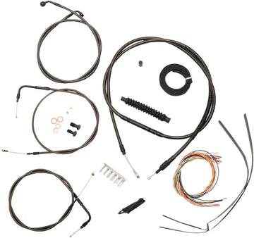 Harley Davidson Fxst [LA CHOPPERS] – Komplettes Midnight geflochtenes Lenkerzug-/Bremsleitungs-Kit