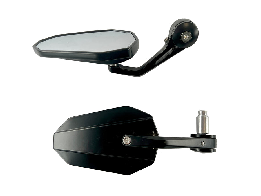 Universal Motorrad Lenkerendenspiegel [E-Prüfzeichen] - Rückspiegel Aluminium schwarz