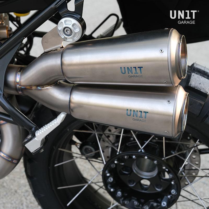 BMW R nineT 1200 Urban G/S (hoher Auspuff) [2017-2023] - Titanium Scrambler Doppelter Schalldämpfer mit sichtbarer Schweißnaht