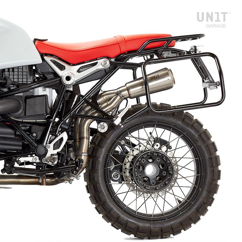 BMW R nineT 1200 Roadster [2014-2023] - Paar Cult-Seitentaschen aus Spaltleder 40L - 50L + Aluminiumplatte + Atlas Aluminium Taschenrahmen