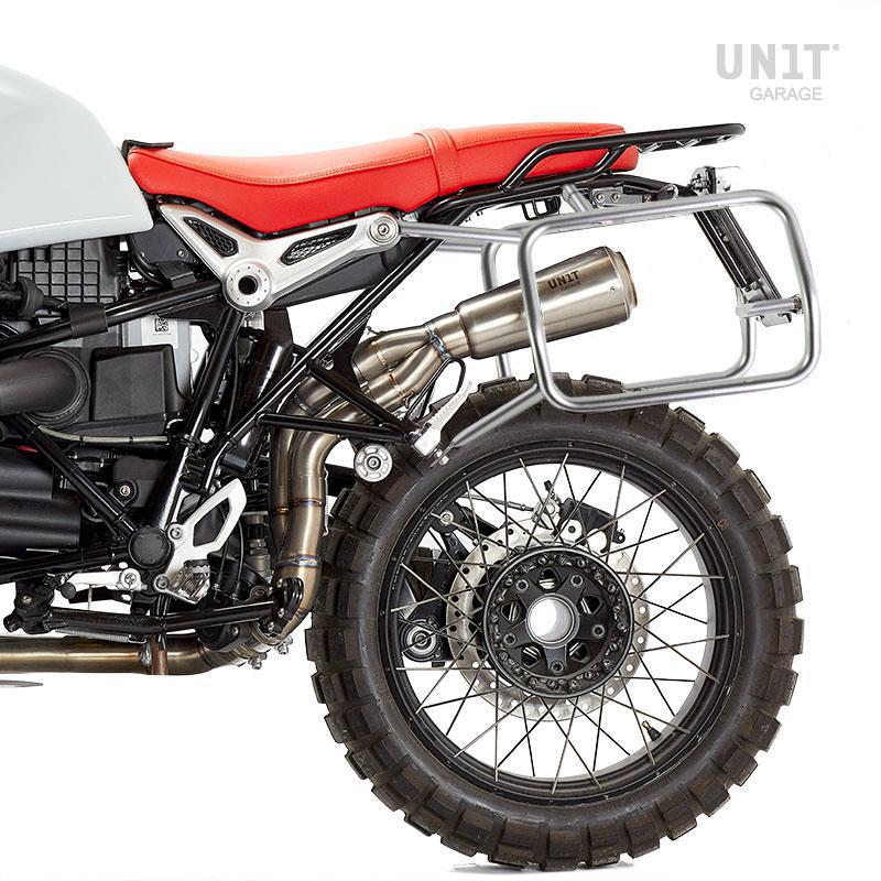 BMW R nineT 1200 Racer [2017-2020] - Paar Cult-Seitentaschen aus Canvas 40L - 50L + Paar Aluminiumplatten + Atlas Aluminium Taschenrahmen